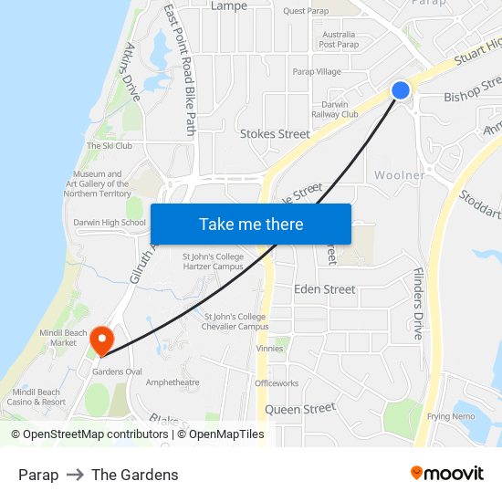 Parap to The Gardens map