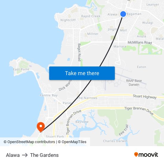 Alawa to The Gardens map