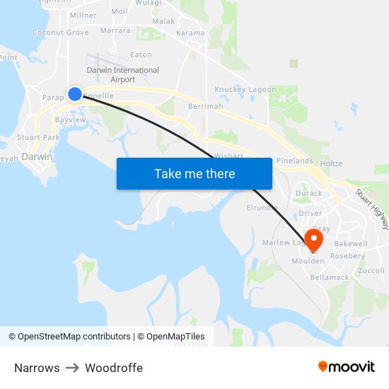 Narrows to Woodroffe map