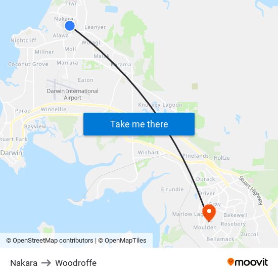 Nakara to Woodroffe map