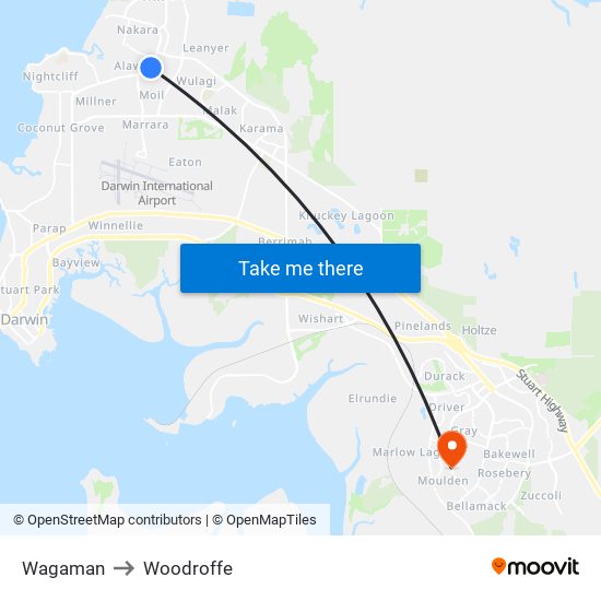 Wagaman to Woodroffe map