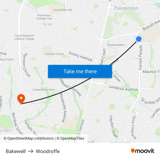 Bakewell to Woodroffe map