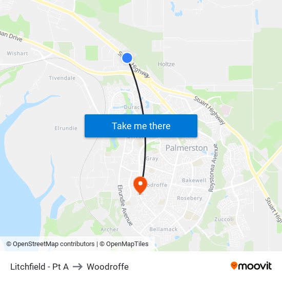 Litchfield - Pt A to Woodroffe map