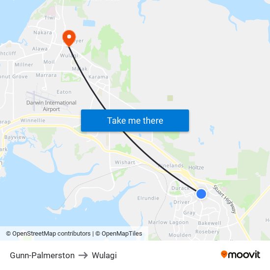 Gunn-Palmerston to Wulagi map