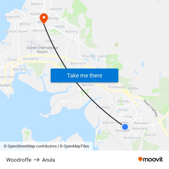 Woodroffe to Anula map