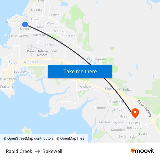 Rapid Creek to Bakewell map