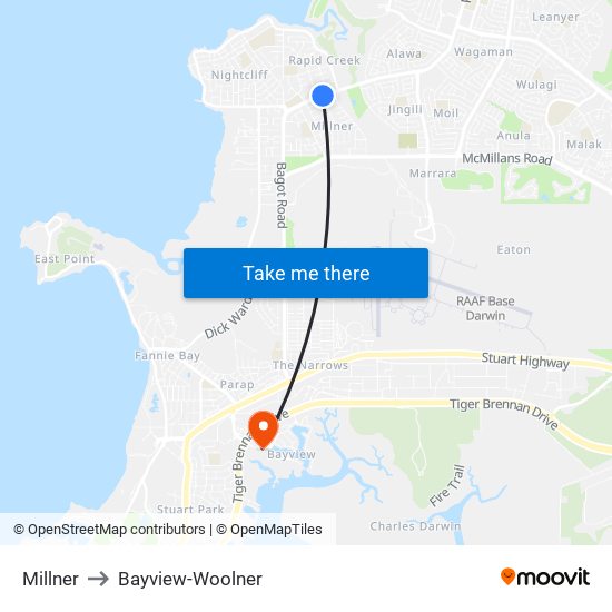 Millner to Bayview-Woolner map