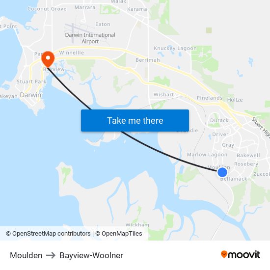 Moulden to Bayview-Woolner map