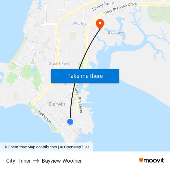 City - Inner to Bayview-Woolner map