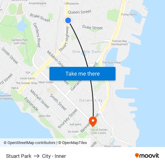Stuart Park to City - Inner map