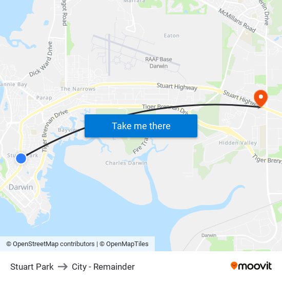 Stuart Park to City - Remainder map