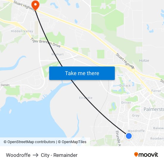 Woodroffe to City - Remainder map