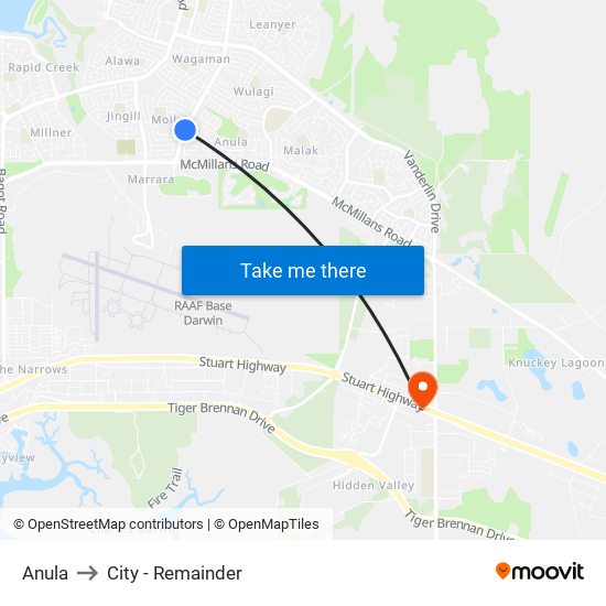 Anula to City - Remainder map