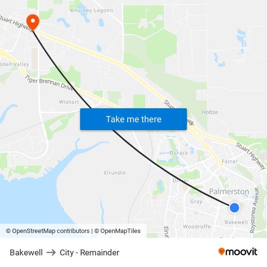 Bakewell to City - Remainder map