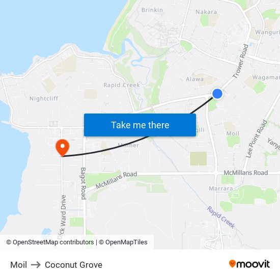 Moil to Coconut Grove map