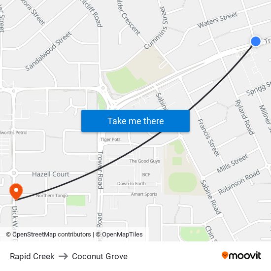 Rapid Creek to Coconut Grove map