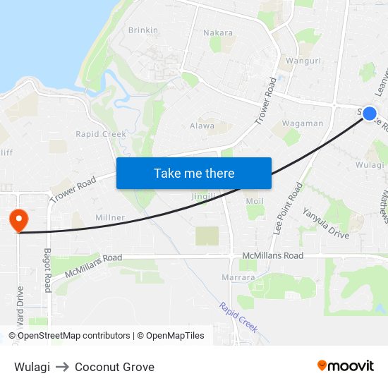 Wulagi to Coconut Grove map