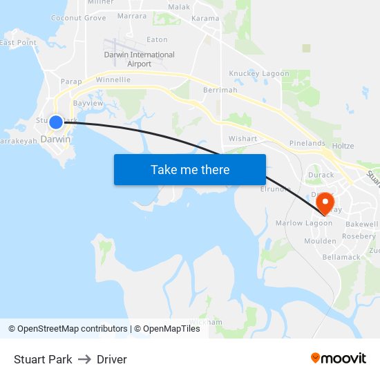 Stuart Park to Driver map