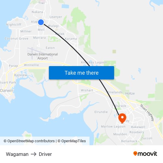 Wagaman to Driver map