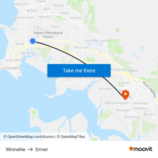 Winnellie to Driver map