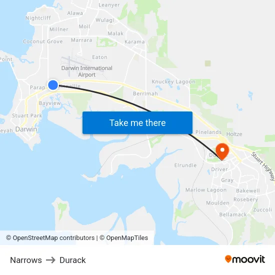 Narrows to Durack map