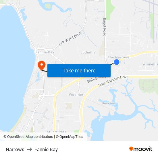 Narrows to Fannie Bay map