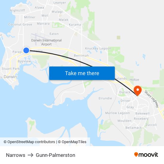 Narrows to Gunn-Palmerston map