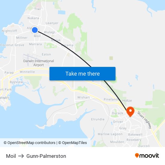 Moil to Gunn-Palmerston map