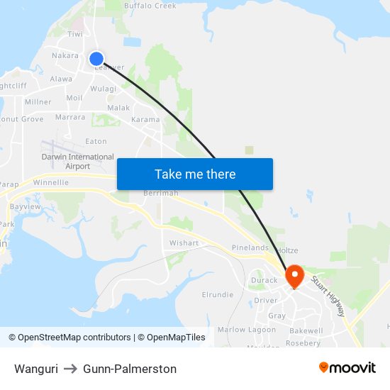 Wanguri to Gunn-Palmerston map