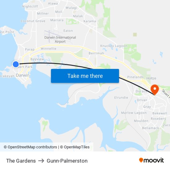 The Gardens to Gunn-Palmerston map