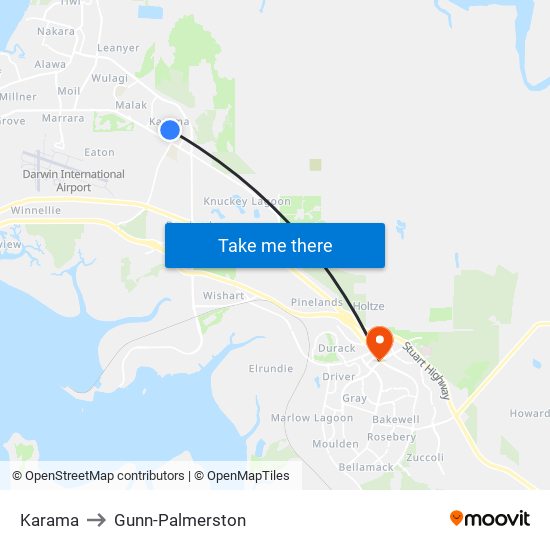 Karama to Gunn-Palmerston map