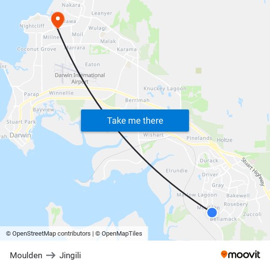 Moulden to Jingili map