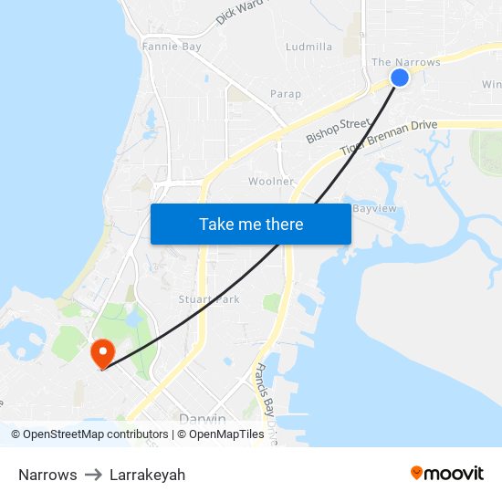 Narrows to Larrakeyah map