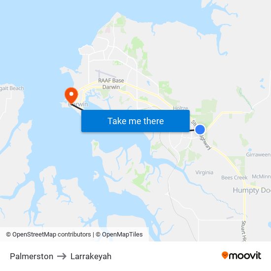 Palmerston to Larrakeyah map