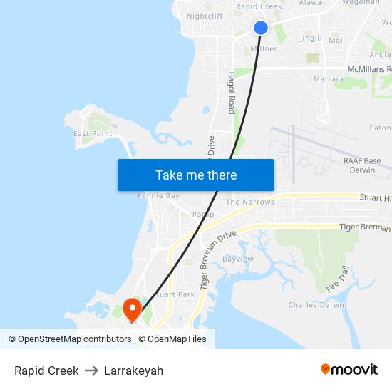 Rapid Creek to Larrakeyah map