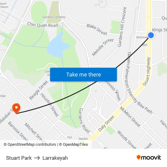 Stuart Park to Larrakeyah map