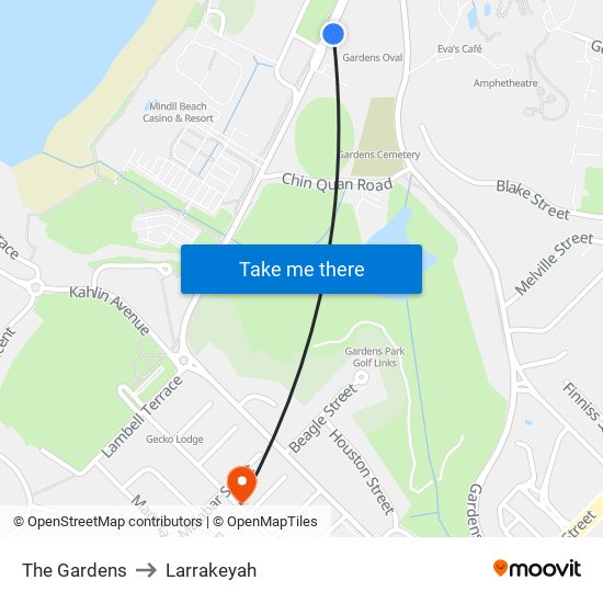 The Gardens to Larrakeyah map