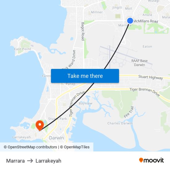 Marrara to Larrakeyah map