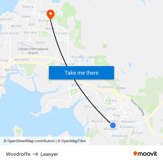 Woodroffe to Leanyer map