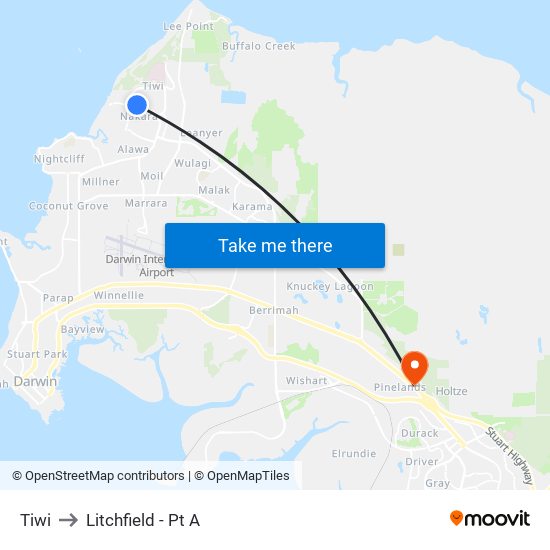 Tiwi to Litchfield - Pt A map