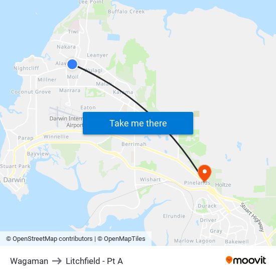 Wagaman to Litchfield - Pt A map