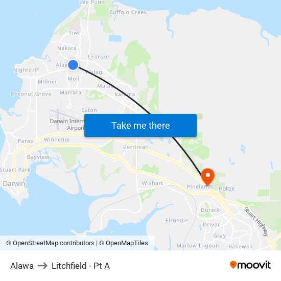 Alawa to Litchfield - Pt A map