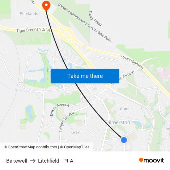 Bakewell to Litchfield - Pt A map