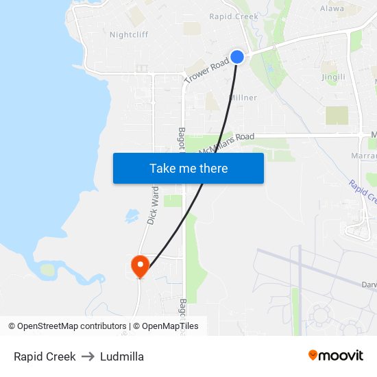 Rapid Creek to Ludmilla map