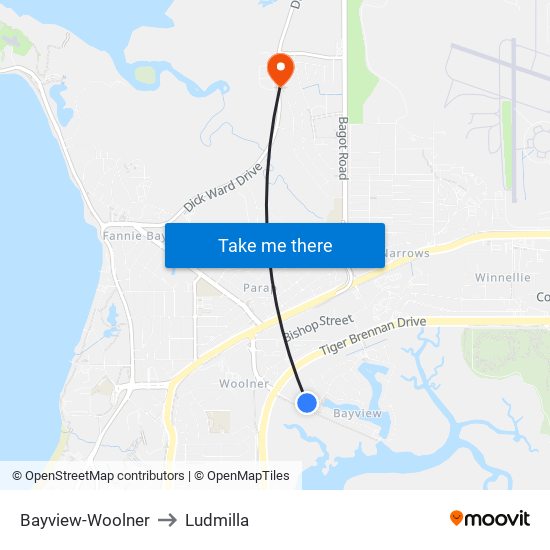 Bayview-Woolner to Ludmilla map