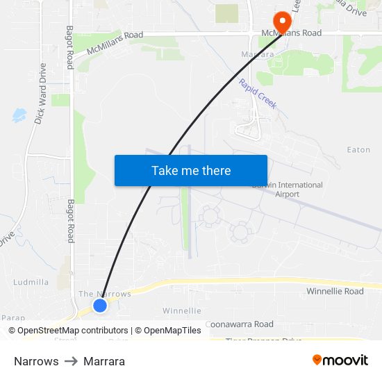 Narrows to Marrara map