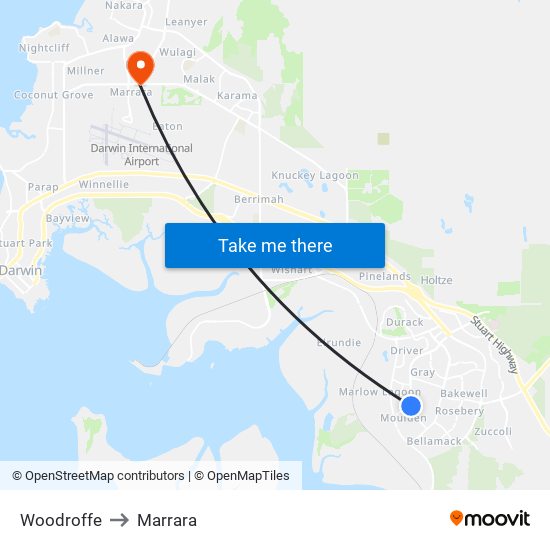 Woodroffe to Marrara map