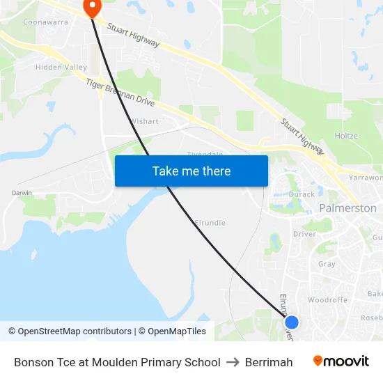 Bonson Tce at Moulden Primary School to Berrimah map