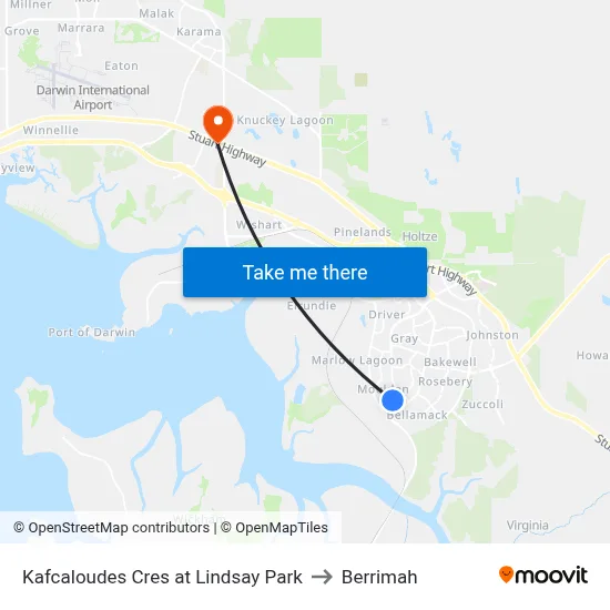 Kafcaloudes Cres at Lindsay Park to Berrimah map