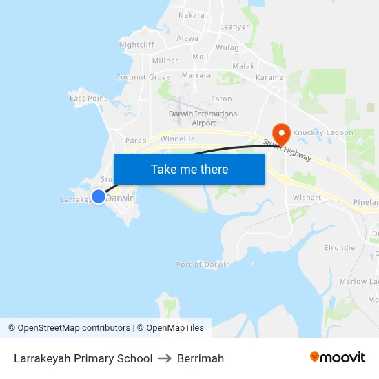 Larrakeyah Primary School to Berrimah map